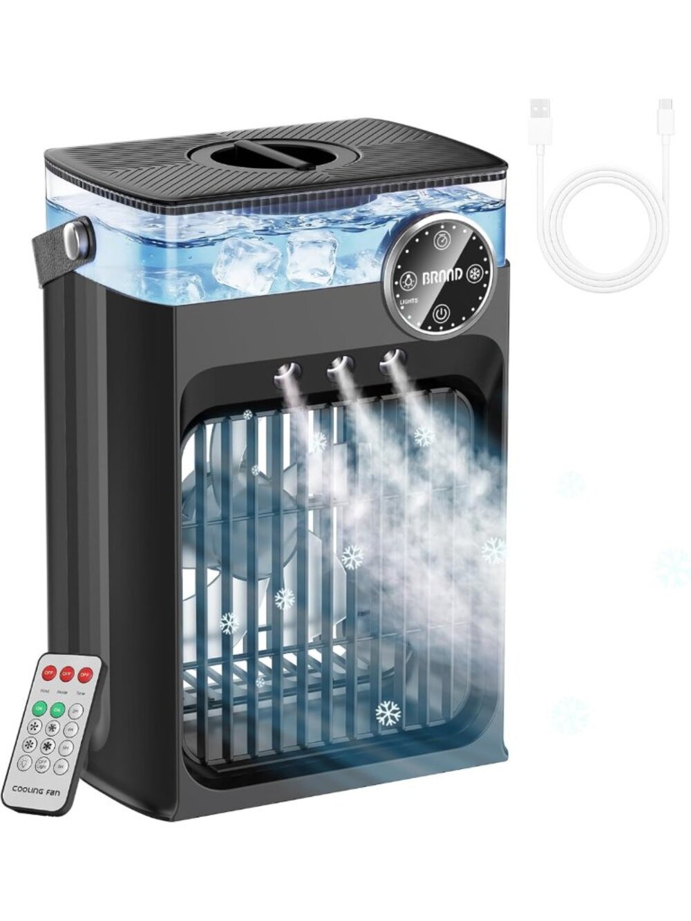 Portable 4-in-1 Evaporative Air Cooler, 1200ML Tank, Timer & Remote Control for
